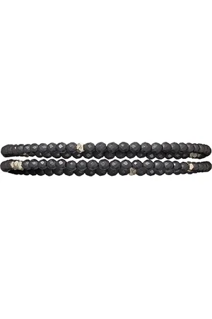 Jan Leslie Dark Grey Pyrite Bead Wrap Bracelet
