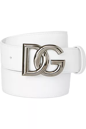 Dolce & Gabbana Men Belts - Men's Interlocking Logo Leather Belt