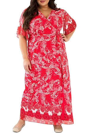 Maree Pour Toi Plus Women Printed Dresses - Floral Print Wrap Dress