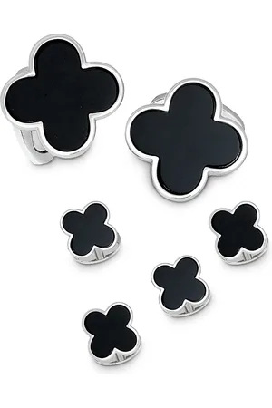 Jan Leslie Sterling Silver & Onyx Clover Stud Set