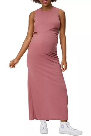 STOWAWAY COLLECTION Ribbed Cutout Maxi Maternity Dress