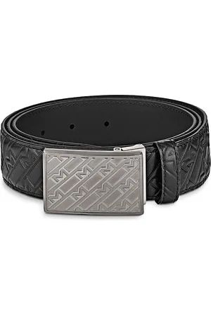 Montblanc Plate Buckle Embossed Leather Belt