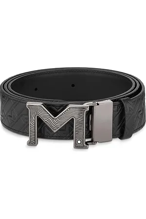 Montblanc M Buckle Reversible Embossed Leather Belt