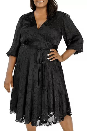 Maree Pour Toi Plus Women Dresses - Silk Burnout Wrap Dress