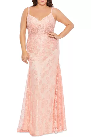 Mac Duggal Floral Lace Embellished Corset Gown