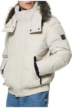 Andrew Marc Umbra Faux Fur Trim Hooded 28 Bomber Puffer Jacket