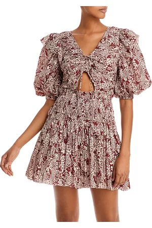 SEA Nyc Priya Printed Puff Sleeve Romper