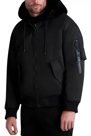 Karl Lagerfeld Faux Fur Reversible Hooded Bomber Jacket