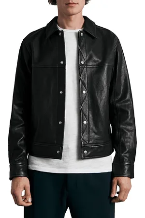 RAG&BONE Owen Leather Relaxed Fit Trucker Jacket