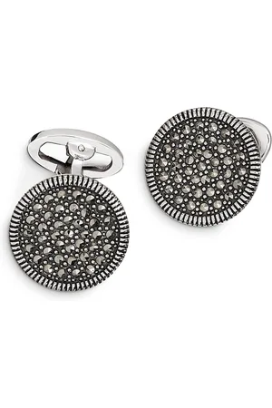 Jan Leslie Sterling Silver and Marcasite Coin-Edge Cufflinks