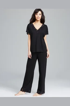Natori Zen Floral Lace-Trim Short Sleeve Pajama Set
