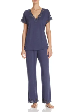 Natori Zen Floral Lace-Trim Short Sleeve Pajama Set