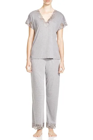 Natori Zen Floral Lace-Trim Short Sleeve Pajama Set