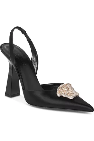 VERSACE Women's Crystal La Medusa Satin Slingback Pumps