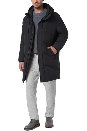 Andrew Marc Sullivan Chevron Quilted Knee Length Parka with Hood