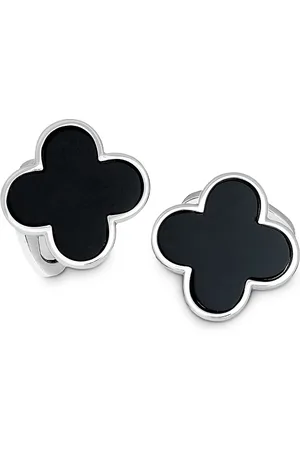 Jan Leslie Sterling Silver and Onyx Clover Cufflinks