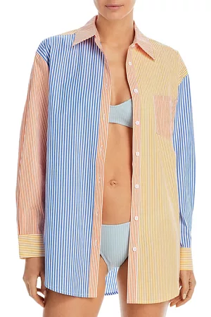 Solid Women Beachwear - The Oxford Color Block Stripe Tunic Swim Cover-Up