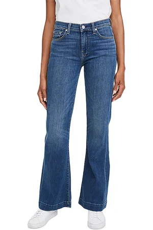 7 for all Mankind Dojo Mid Rise Wide Leg Trouser Jeans in Medium Melrose