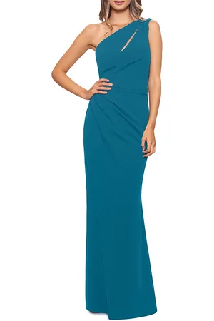 Aqua Cutout One Shoulder Gown