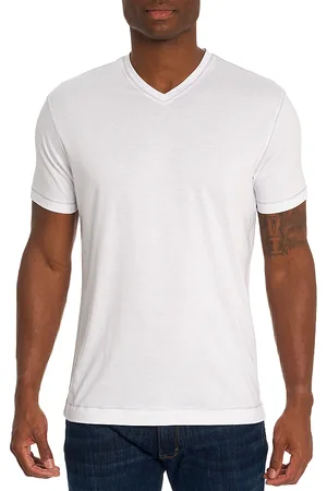 Robert Graham Eastwood Top Stitched V Neck Tee