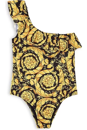 VERSACE Girls' Baroque Print Asymmetrical Swimsuit - Big Kid