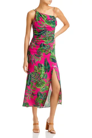 Farm Rio Women Asymmetrical Dresses - Leaves Asymmetric Midi Dress