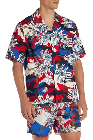 Moncler Men Short sleeved Shirts - Tropical Print Short Sleeve Camp Shirt