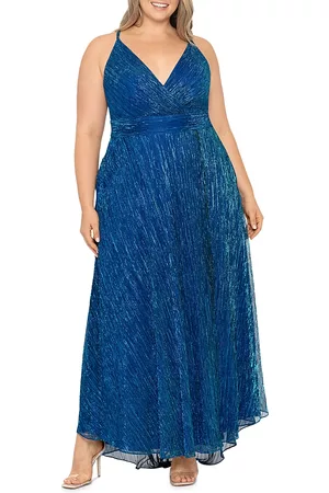 Betsy & Adam Women Evening dresses - Plus Metallic Foil Gown