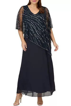 Adrianna Papell Women Evening dresses - Sequin Cape Overlay Gown