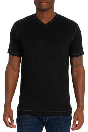 Robert Graham Eastwood Top Stitched V Neck Tee