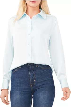 Vince Camuto Women Long sleeved Shirts - Long Sleeve Button Front Shirt