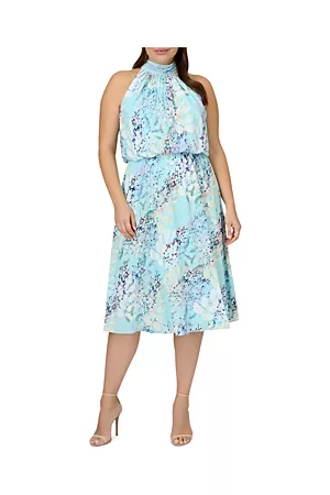 Adrianna Papell Watercolor Floral Print Dress