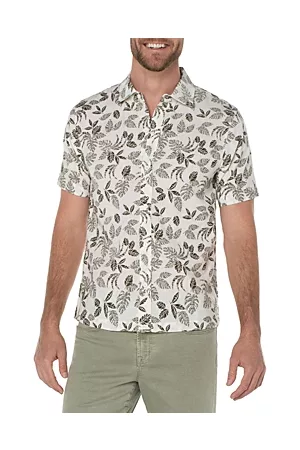 Liverpool Los Angeles Men Short sleeved Shirts - Garment Dyed Short Sleeve Palm Print Shirt