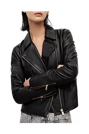 AllSaints Women Leather Jackets - Vela Leather Biker Jacket