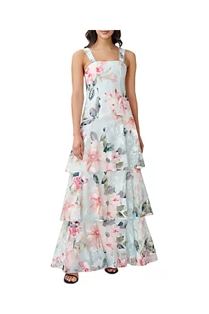 Aidan Mattox Floral Embroidered Tiered Gown