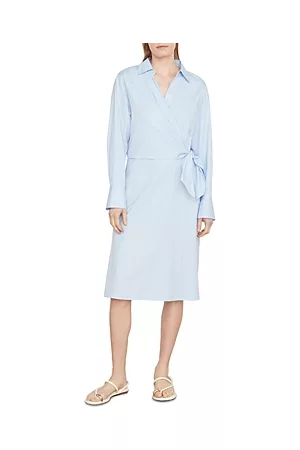 Vince Women Long Sleeve Dresses - Cotton Long Sleeve Wrap Dress