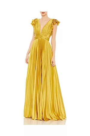 Mac Duggal Pleated Lace Up Back Gown