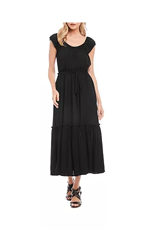 Karen Kane Women Puff Sleeve Dress - Puff Sleeve Tiered Midi Dress