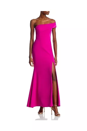 Aqua Women Evening Dresses - Scuba Crepe Off-the-Shoulder Gown