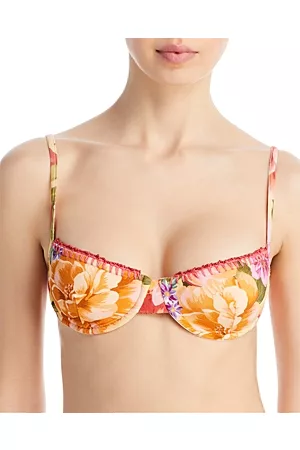 Farm Rio Women Bikini Tops - Lia Embellished Floral Print Underwire Bikini Top