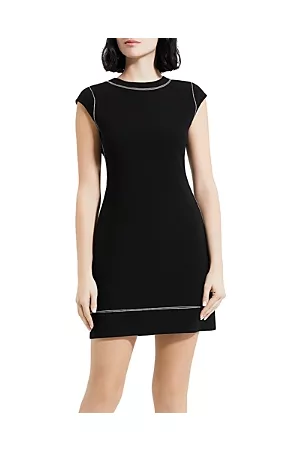 THEORY Women Shift Dresses - Embroidered Cap Sleeve Shift Dress