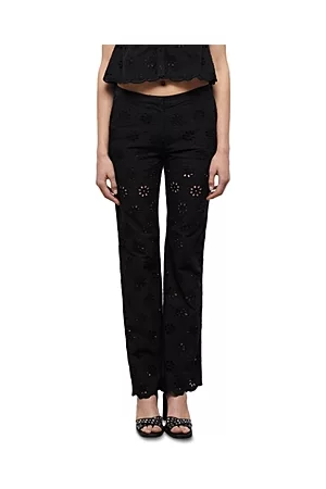 The Kooples Women Wide Leg Pants - Floral Embroidered Flared Pants