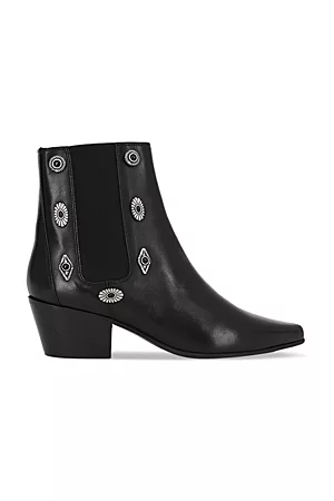 The Kooples Women Heeled Boots - Women's Pointed Toe Decorated Stretch Block Heel Chelsea Boots