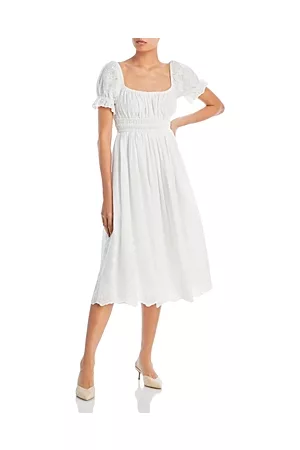 Aqua Women Puff Sleeve Dress - & Kristopher Brock Floral Embroidered Eyelet Puff Sleeve Midi Dress