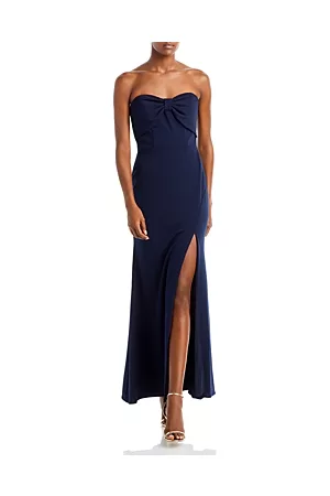 Aqua Women Evening Dresses - Scuba Strapless Bow Front Gown