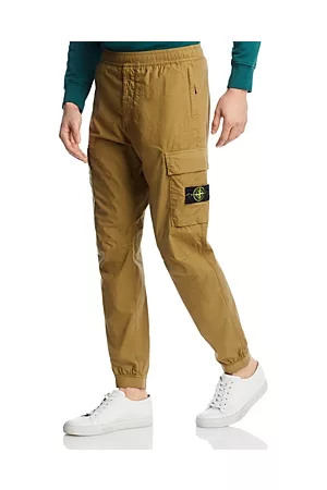 Stone Island Men Sweatpants - Cotton Stretch Garment Dyed Regular Fit Cargo Joggers