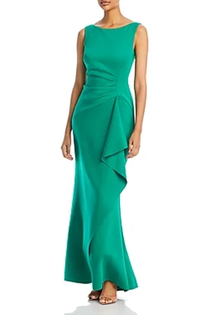 Eliza J Women Evening Dresses - Sleeveless Side Tuck Ruffle Gown