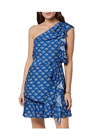 Joie Women Asymmetrical Dresses - Nerea Printed Asymmetric Ruffled Dress