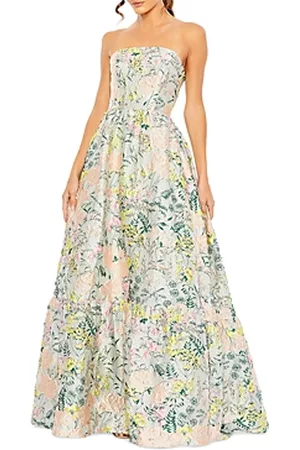 Mac Duggal Women Evening Dresses - Strapless Floral Jacquard Gown