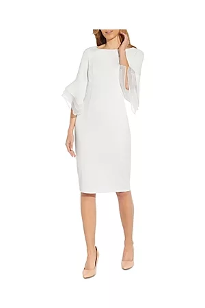 Adrianna Papell Women Knitted Dresses - Knit Crepe Tiered Sleeve Dress